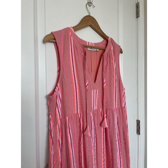 Vineyard Vines Women's Sleeveless Striped Neon Pop Maxi Midi Dress Size Large L - Picture 5 of 14